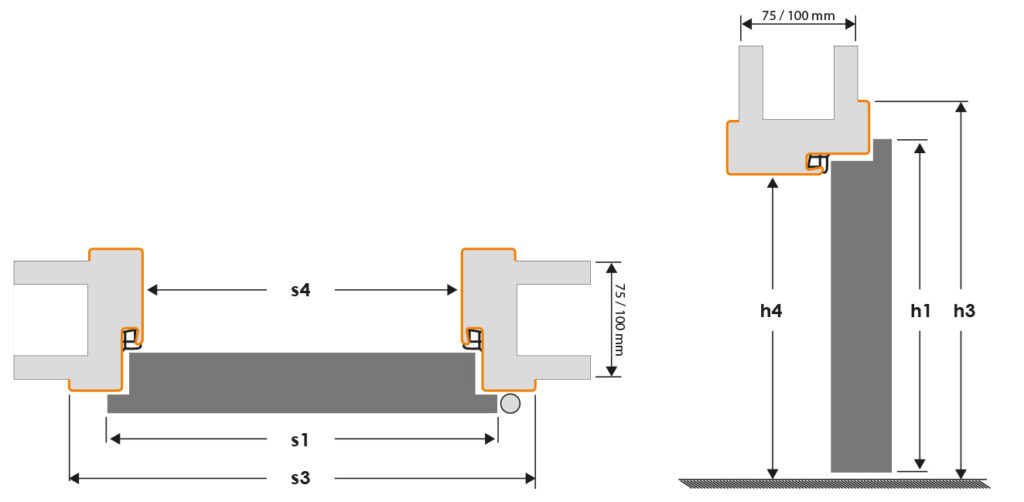 Rysunek wymiarowy FD11 / FD12 - ościeżnica obejmująca